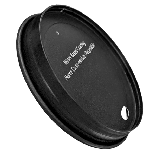 Dispo Sip Thru Paper Lids Black Paper Lids 8-16oz / 500 Lids Ingeo Ultimate Compostable Paper Lids