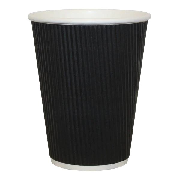 H Pack Go Pak Ripple Wall Paper Cups Triple Black Ripple Wall