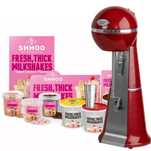 Aimia Foods Shmoo Milkshake Machine Shmoo Milkshake Red Spindle Mixer with Starter Pack