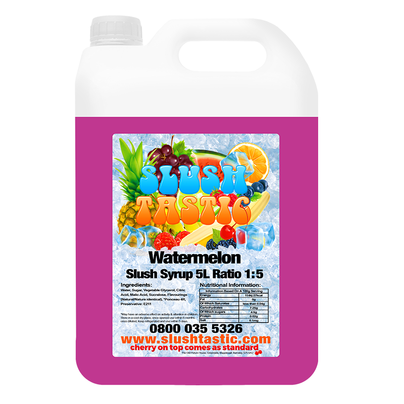 Corporate Vending Slush Syrup 5L Bottle Slushtastic Slush Syrup Watermelon