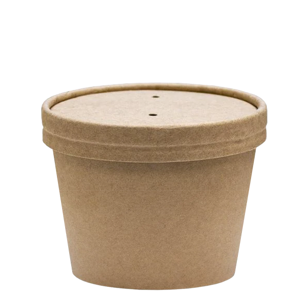 Dispo Soup Containers 8oz / Lids Included / 500 Containers Kraft Heavy Duty Containers