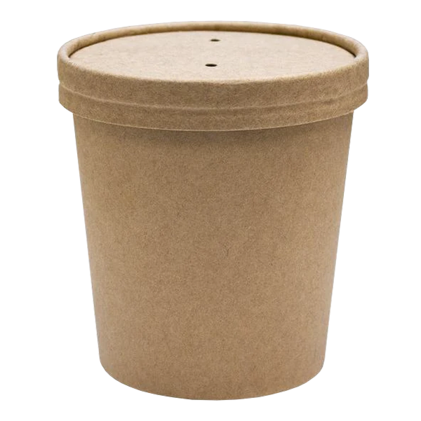 Dispo Soup Containers 26oz / Lids Included / 500 Containers Kraft Heavy Duty Containers