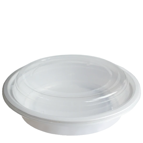 H Pack Container White Base Microwavable Round