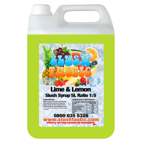 Corporate Vending Slush Syrup 5L Bottle Slushtastic Syrup Lemon & Lime