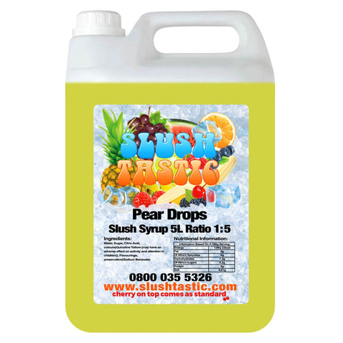 Corporate Vending Slush Syrup 5L Bottle Slushtastic Syrup Pear Drops
