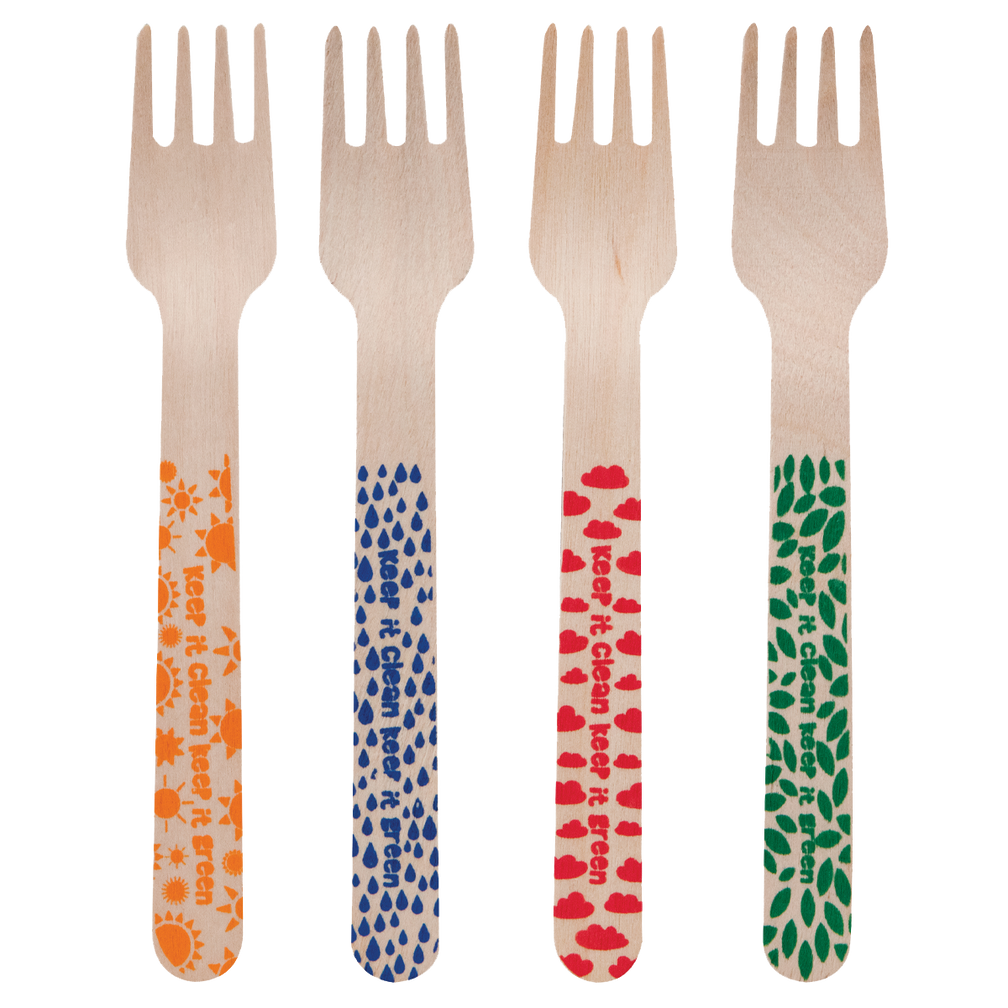 Intertan Disposable Tableware 192 Forks 4KIDS Elements Wooden Forks