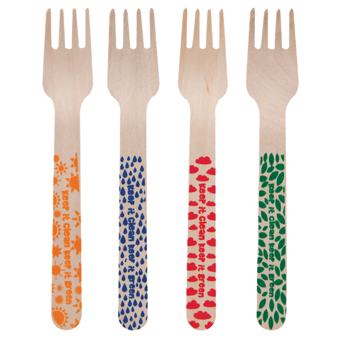 Intertan Disposable Tableware 192 Forks 4KIDS Elements Wooden Forks