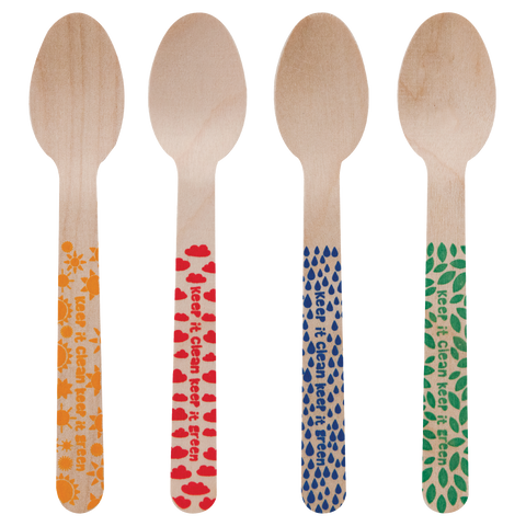 Intertan Disposable Tableware 192 Forks 4KIDS Elements Wooden Spoons