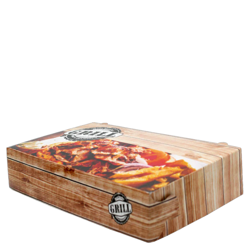 Intertan Takeaway Box Metalised PET / 107 Boxes / 25x17.5x6cm Grill House Design Kebab Box Tall T44