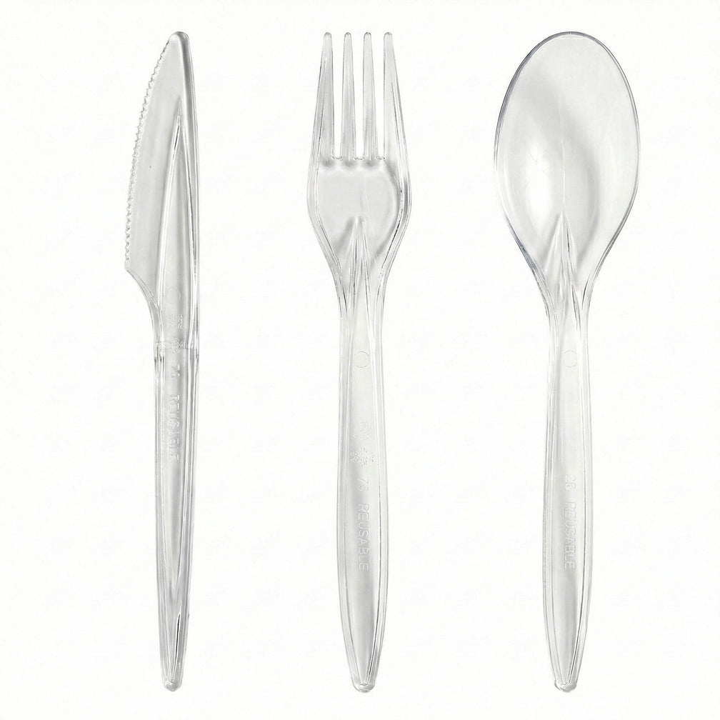 Heavy Duty Reusable Clear Plastic Cutlery