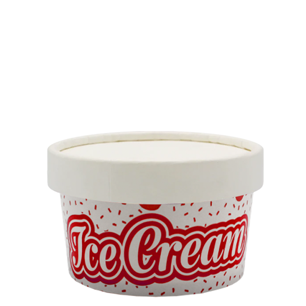 Tas Ice Cream Tubs 1 scoop _3.5oz` / Paper Lids / 50 Tubs Delicious Ice Cream Tubs
