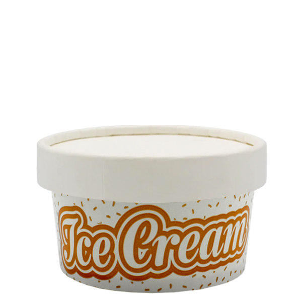 Tas Ice Cream Tubs 2 scoop _5oz` / Paper Lids / 50 Tubs Delicious Ice Cream Tubs