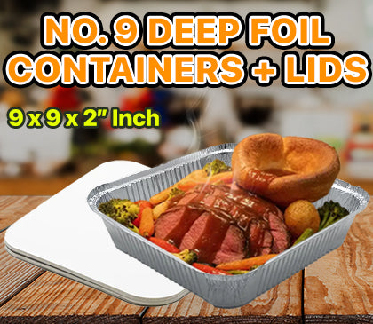 New No. 9 Deep Foil Containers and Lids Now In Stock