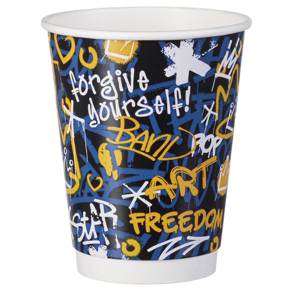 Intertan Double Wall Paper Cups Double Wall Graffiti Mixed Design Cups