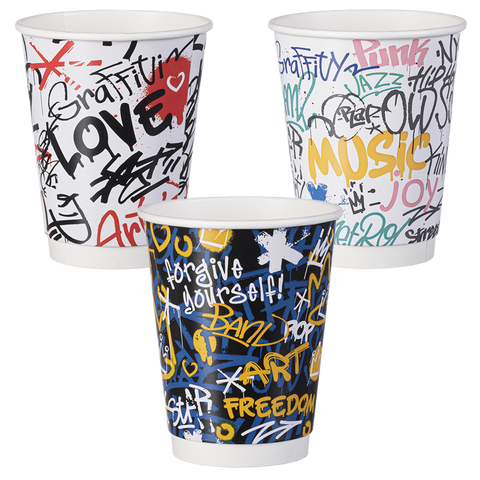 Intertan Double Wall Paper Cups Double Wall Graffiti Mixed Design Cups
