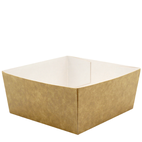 Eco-friendly Kraft paper food box with soya-based lining, ideal for serving a variety of takeout meals such as cakes, salads, and noodles, showcasing quality and sustainability in packaging.