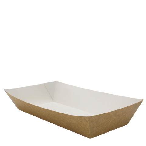 Premium Kraft Food Tray showcasing eco-friendly design with a Soya based lining, ideal for stylishly serving snacks and desserts at any event.