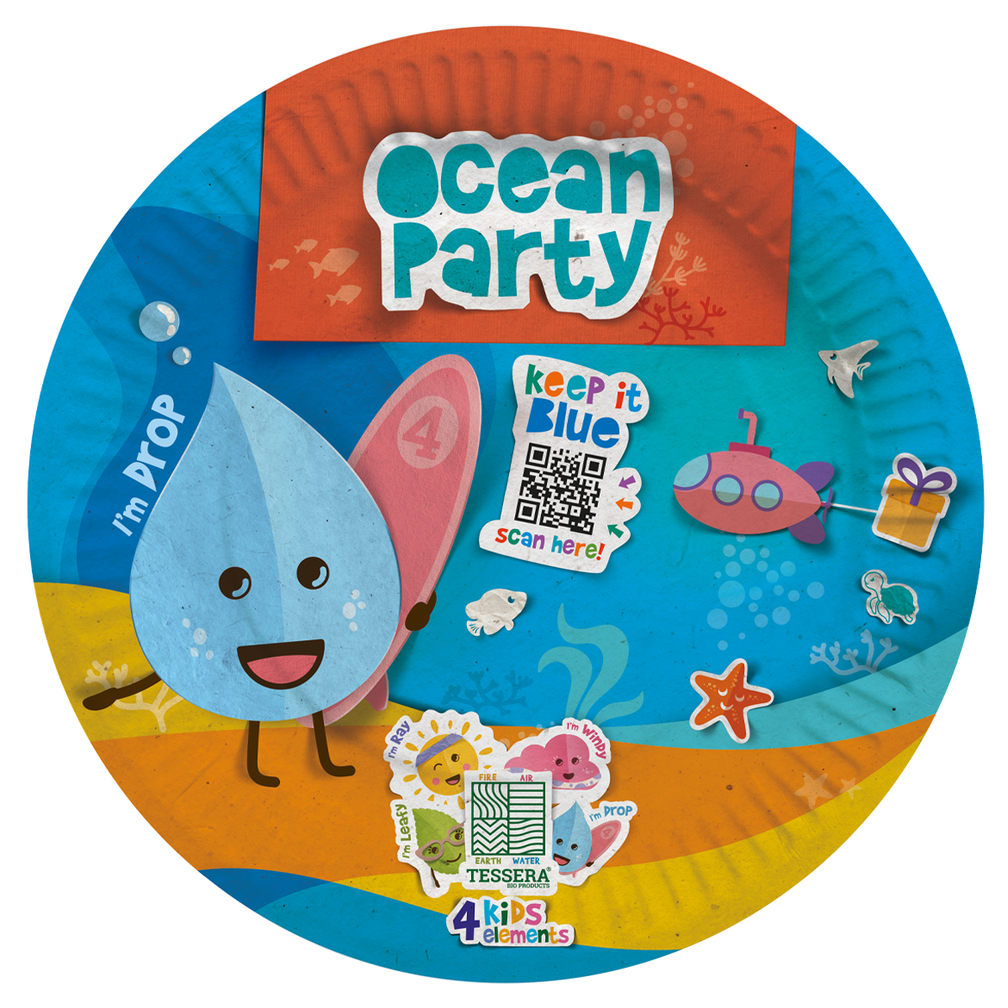 Intertan Disposable Tableware Ocean Party / 96 Plates 4KIDS Elements Paper Plates