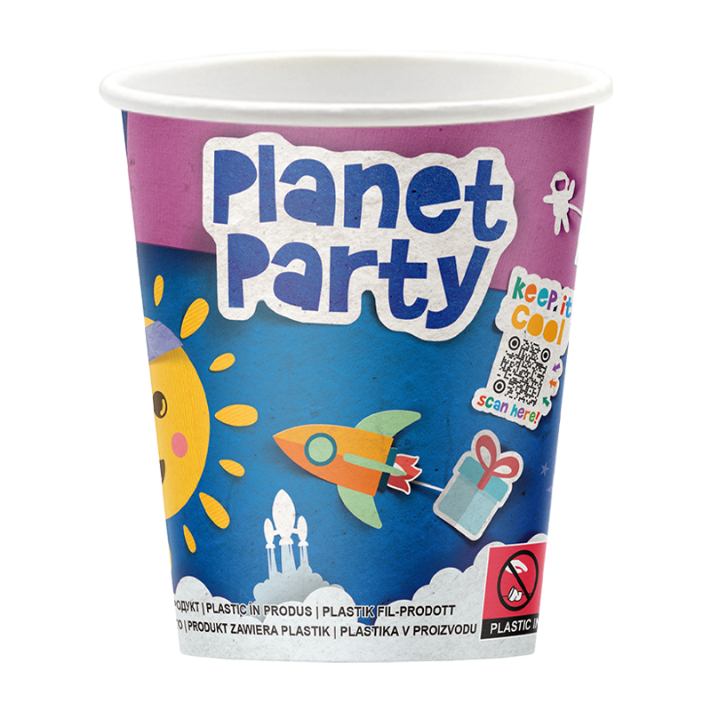 Intertan Single Wall Paper Cups Planet Party / 8oz / 96 Cups 4KIDS Elements Single Wall Paper Cups