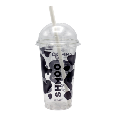 Disposable Large Paper Cup with Lids Straws Printed Refresh - For  Milkshakes Cold Drinks 22 oz