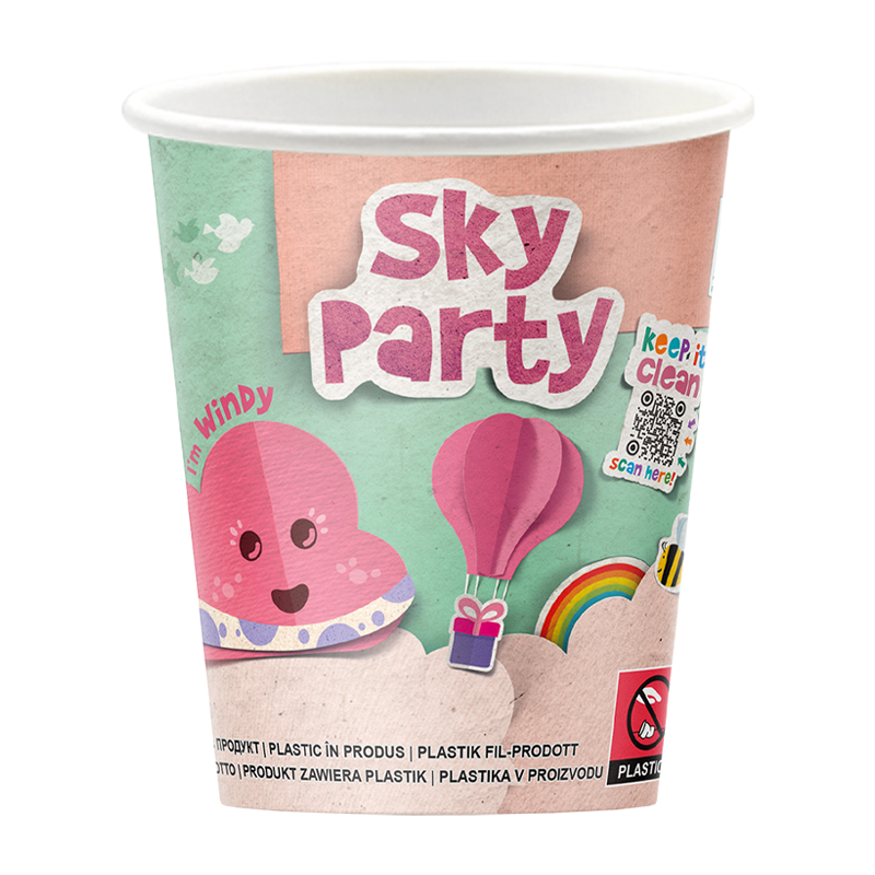 Intertan Single Wall Paper Cups Sky Party / 8oz / 96 Cups 4KIDS Elements Single Wall Paper Cups