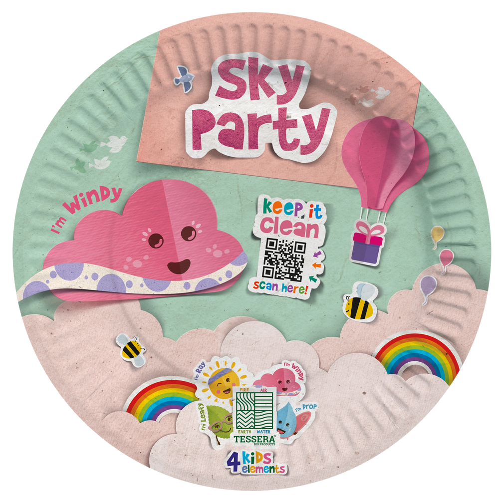 Intertan Disposable Tableware Sky Party / 96 Plates 4KIDS Elements Paper Plates