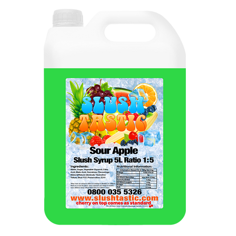 Corporate Vending Slush Syrup 5L Bottle Slushtastic Slush Syrup Sour Apple