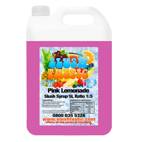Corporate Vending Slush Syrup 5L Bottle Slushtastic Slush Syrup Pink Lemonade