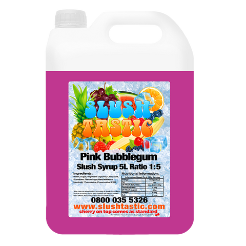 Corporate Vending Slush Syrup 5L Bottle Slushtastic Slush Syrup Pink Bubblegum