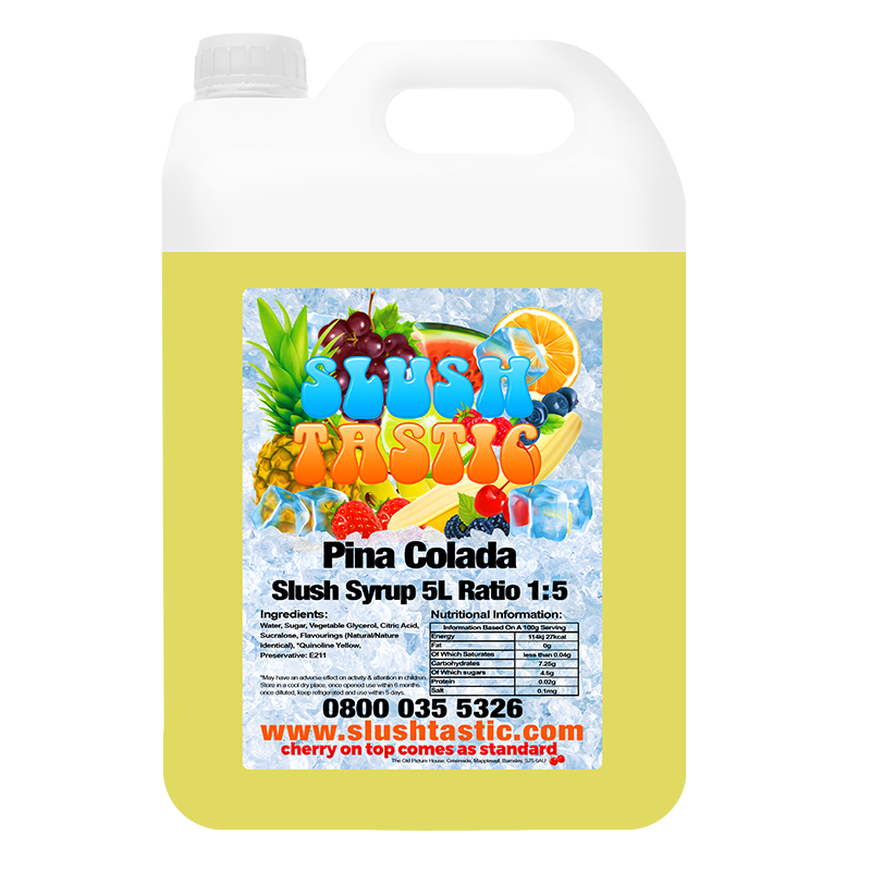Corporate Vending Slush Syrup 5L Bottle Slushtastic Slush Syrup Pina Colada