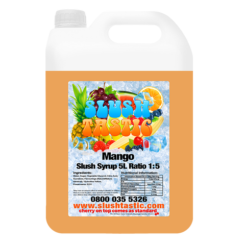 Corporate Vending Slush Syrup 5L Bottle Slushtastic Slush Syrup Mango