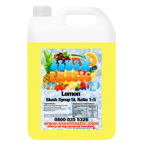 Corporate Vending Slush Syrup 5L Bottle Slushtastic Slush Syrup Lemon