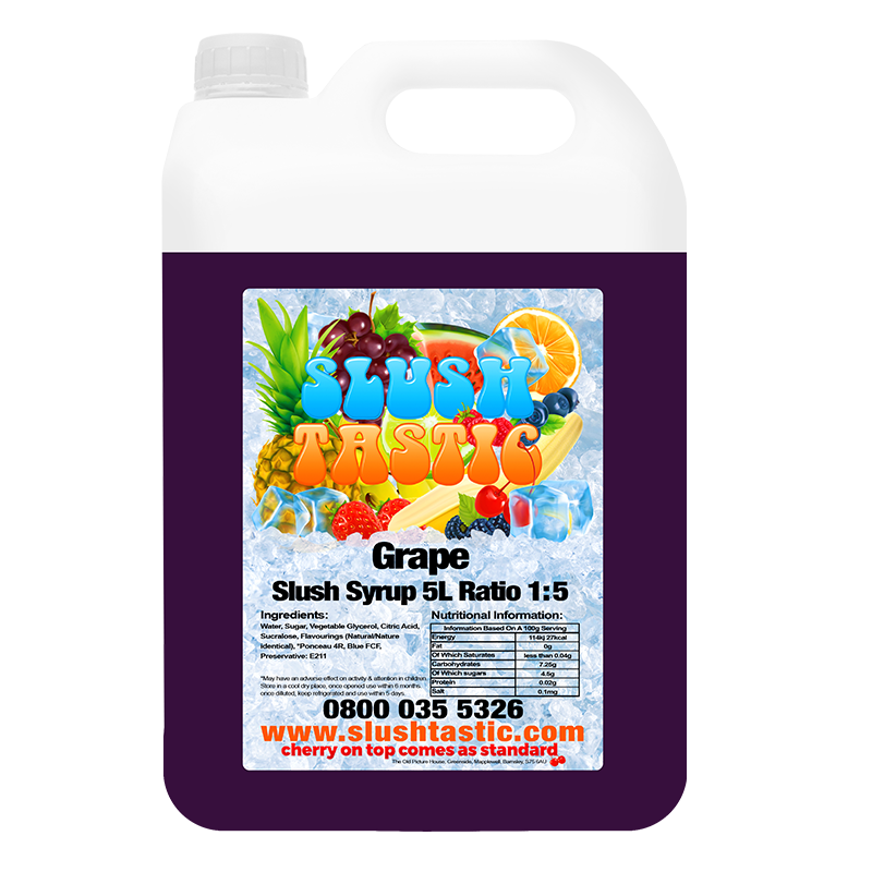 Corporate Vending Slush Syrup 5L Bottle Slushtastic Slush Syrup Grape