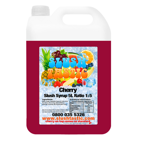 Corporate Vending Slush Syrup 5L Bottle Slushtastic Slush Syrup Cherry