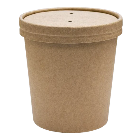 Dispo Soup Containers 26oz / Lids Included / 500 Containers Kraft Heavy Duty Containers