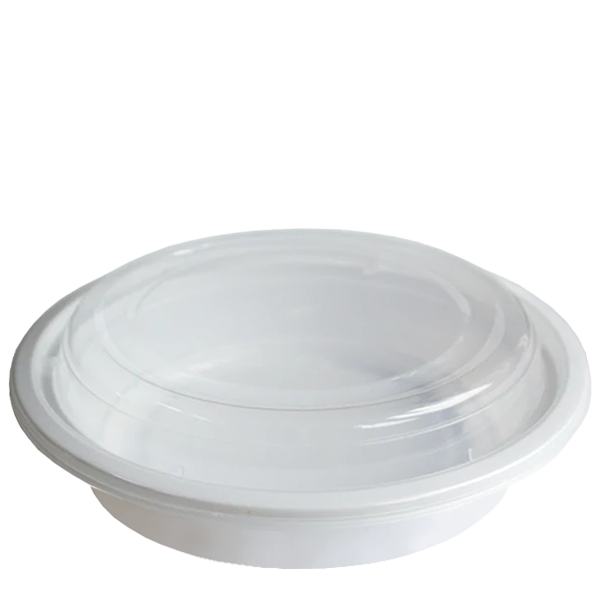 H Pack Container White Base Microwavable Round