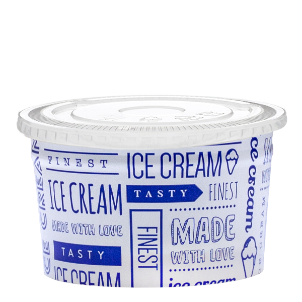 Tas Ice Cream Tubs 1 scoop _100ml` / Flat Lids / 100 Tubs TAS-ty Finest Ice Cream Tubs