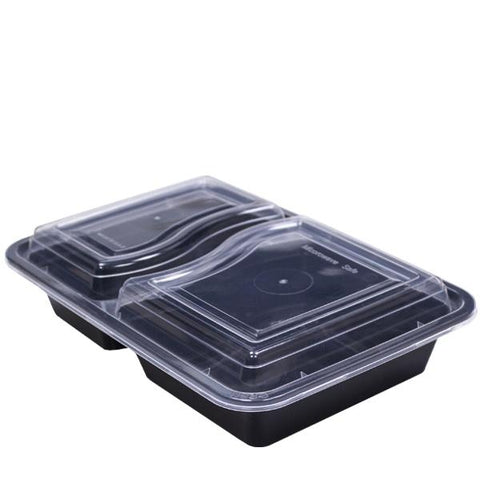 6x8” Microwavable Black 2 Compartment Base