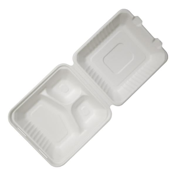 Dispo Disposable Tableware Bagasse 3 Section Meal Boxes