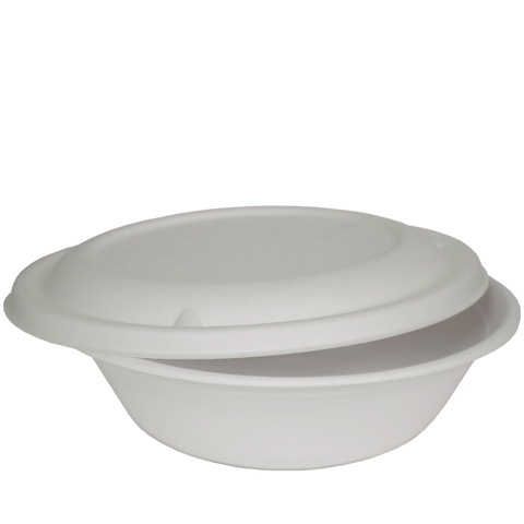 Dispo Disposable Tableware 32oz / Bagasse Lids / 500 Bowls Bagasse Round Bowl With Lid