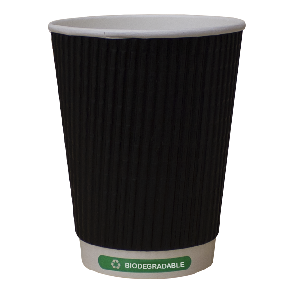 H Pack Ripple Wall Paper Cups 4oz / No Lids / 500 Bio Triple Black Ripple