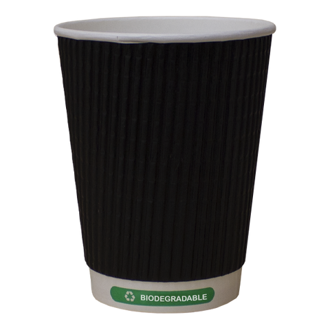 H Pack Ripple Wall Paper Cups 4oz / No Lids / 500 Bio Triple Black Ripple