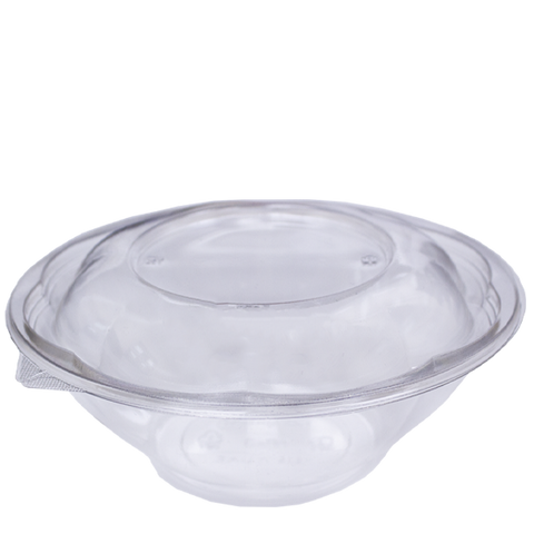 H Pack Container 18oz / Clear Lids / 300 Bowls Clear Base Flower Design Salad Bowls