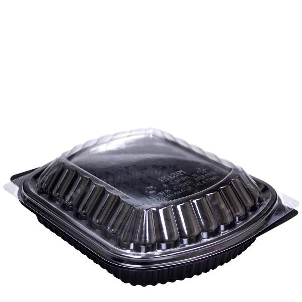 H Pack Container 1 Compartment : 32oz / Clear Lids / 250 Containers Flower Design Microwavable Container