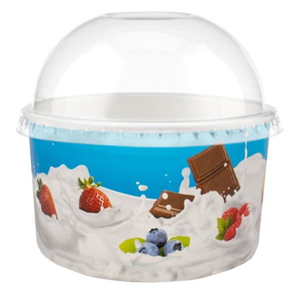 Tas Ice Cream Tubs 1 scoop _100ml` / Domed Lids / 100 Tubs TAS-ty Fruity Ice Cream Tubs