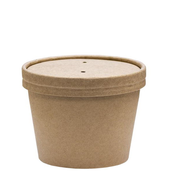 Paper Cups Direct Soup Containers 8oz / Lids Included / 500 Containers Kraft Heavy Duty Soup Containers