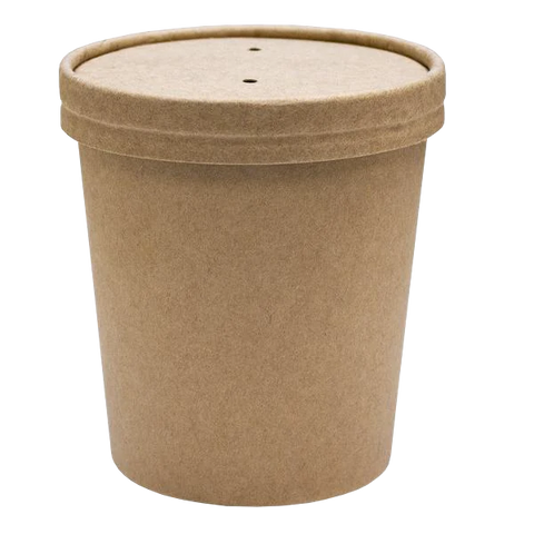 Paper Cups Direct Soup Containers 16oz / Lids Included / 500 Containers Kraft Heavy Duty Soup Containers