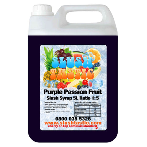Corporate Vending Slush Syrup 5L Bottle Slushtastic Syrup Purple Passion Fruit