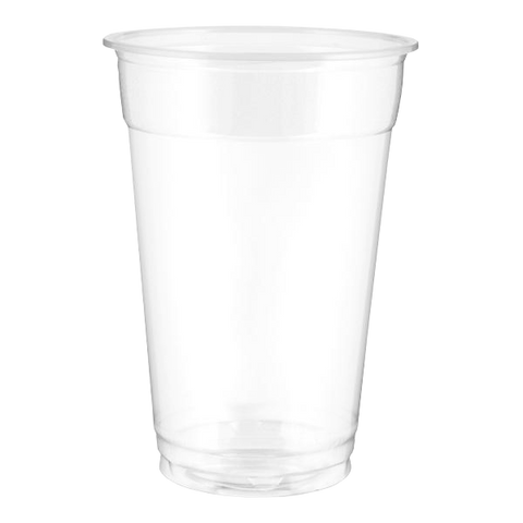 Eco-friendly clear PET slush and smoothie cup, showcasing a sleek design perfect for a variety of cold beverages, 100% recyclable and made from recycled materials.