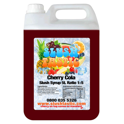 Corporate Vending Slush Syrup 5L Bottle Slushtastic Syrup Cherry Cola